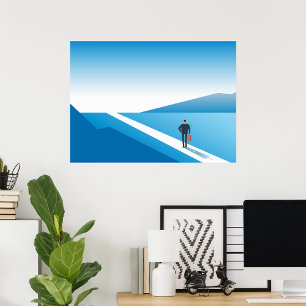 Businessman Looking Toward Future Path Poster