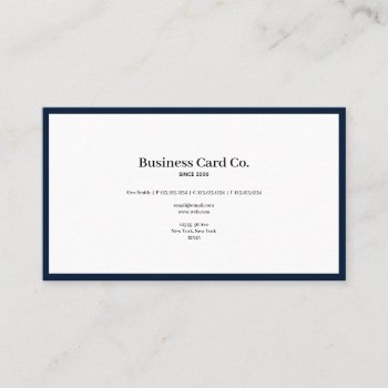 Businessman Navy Blue Border Business Card by SpinNationStore at Zazzle