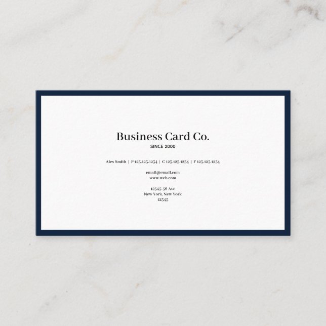 Businessman Navy Blue Border Business Card (Front)