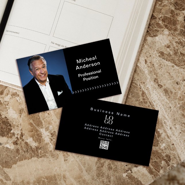 Businessman Professional Modern Photo Black  Business Card (Creator Uploaded)