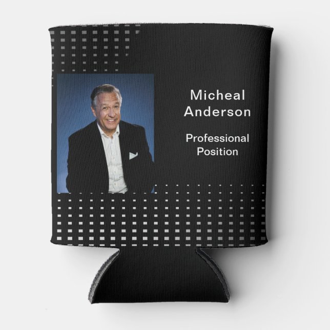 Businessman Professional Modern Photo Black  Can Cooler (Front)