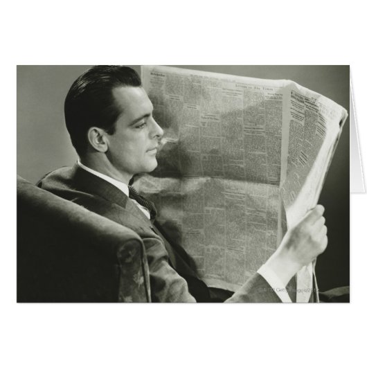 Businessman Reading the Newspaper Cards (Front Horizontal)