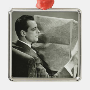 Businessman Reading the Newspaper Metal Ornament
