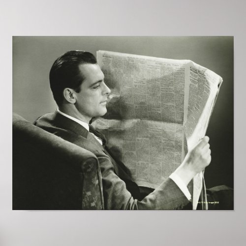 Businessman Reading the Newspaper Poster