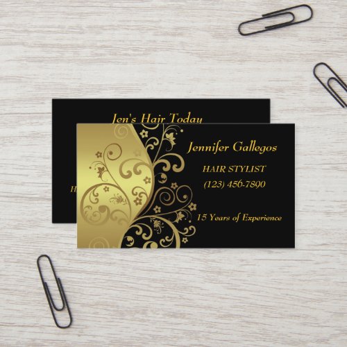 Businesss Cards__Black  Gold Swirls Business Card