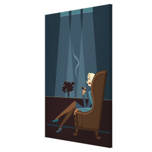 Businesswoman Smoking Cigar Canvas Print