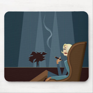Businesswoman Smoking Cigar Mouse Pad