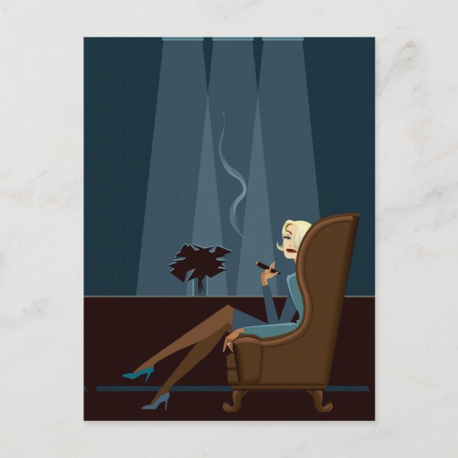 Businesswoman Smoking Cigar Postcard (Front)
