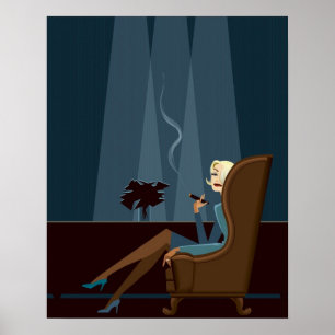 Businesswoman Smoking Cigar Poster