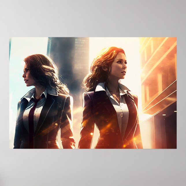 Businesswomen in a city of the future poster (Front)