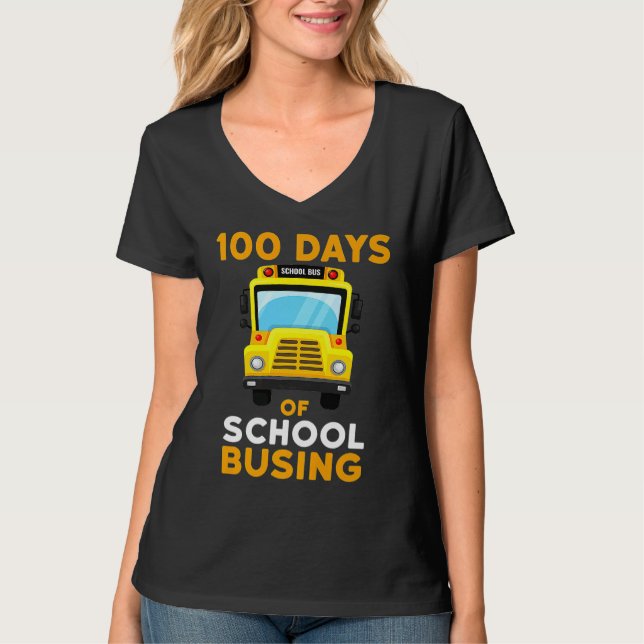 Busing School Bus Driver 100 Days Of School Boys G T-Shirt (Front)