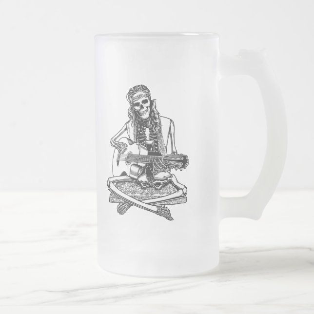 Busker Bones II Frosted Glass Beer Mug (Right)