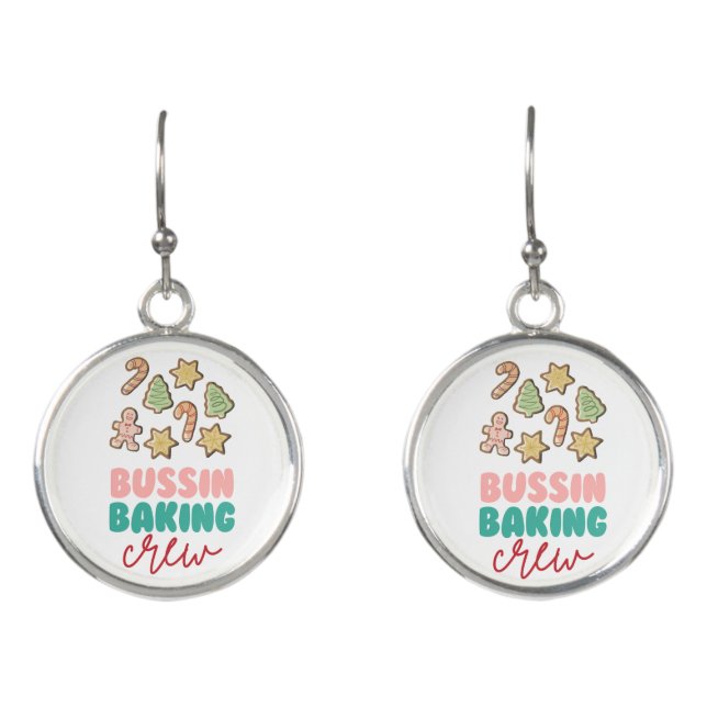 Bussin Baking Crew Christmas Earrings (Front)