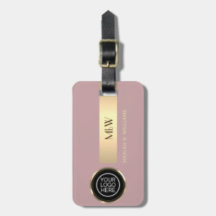 Bussiness Logo - Gold Metal monogrammed Name  Luggage Tag