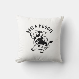 Bust A Mooove Funny Cow Pun Throw Pillow