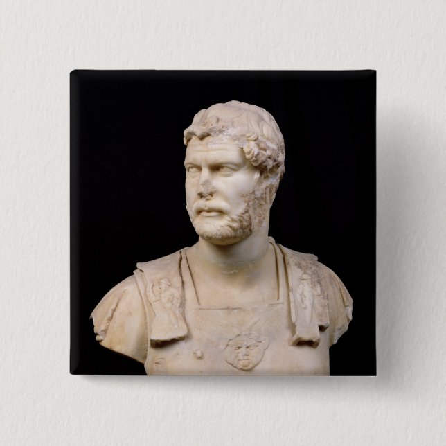 Bust of Emperor Hadrian  found in Crete Pinback Button (Front)
