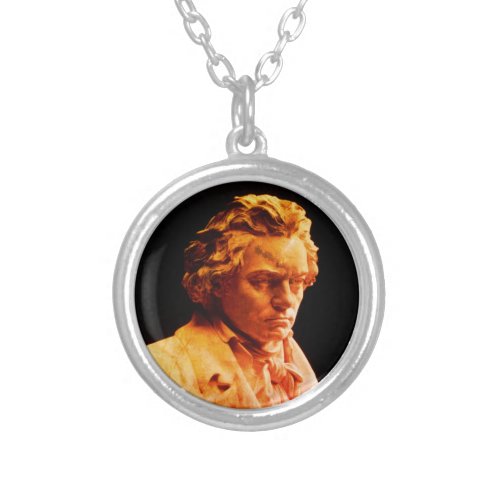 Bust of Ludwig Silver Plated Necklace