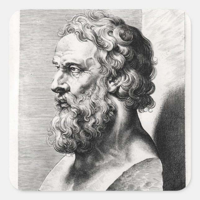 Bust of Plato engraved by Lucas Emil Square Sticker (Front)