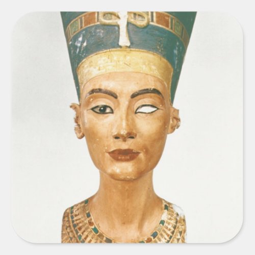 Bust of Queen Nefertiti front view from the stud Square Sticker