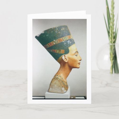 Bust of Queen Nefertiti side view from the studi Card