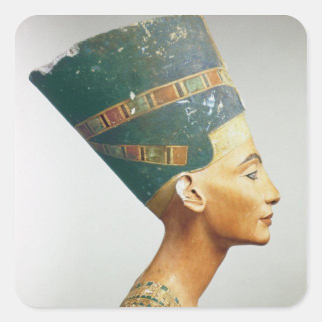 Bust of Queen Nefertiti, side view, from the studi Square Sticker (Front)