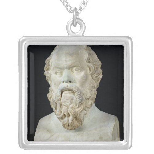 Bust of Socrates Silver Plated Necklace