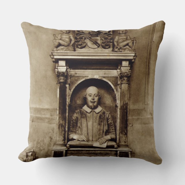 Bust of William Shakespeare (1564-1616) and inscri Throw Pillow (Front)