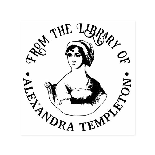 Bust of Writer Jane Austen Library Book Name Self_inking Stamp