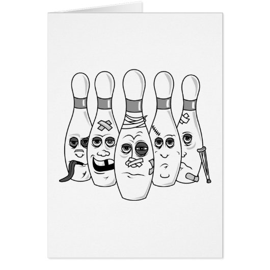 busted up bowling pins greys cards (Front)