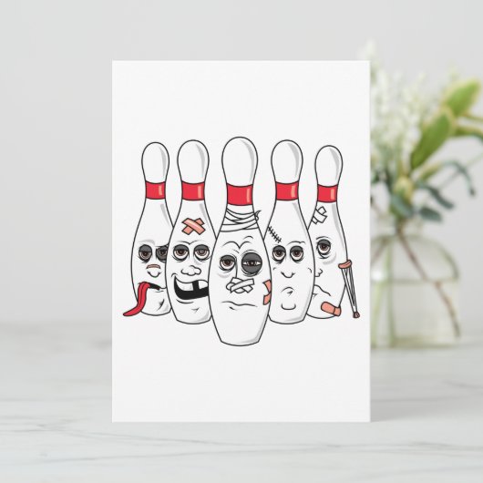 busted up injured bowling pins cartoon (Standing Front)