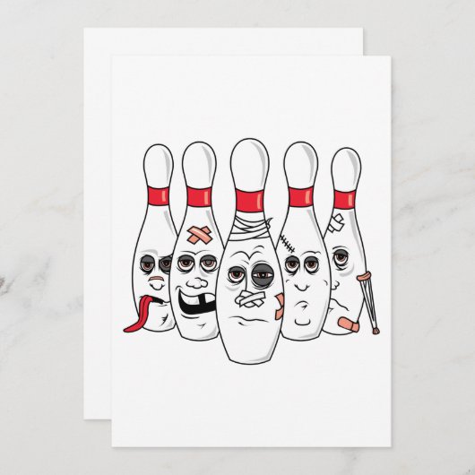 busted up injured bowling pins cartoon (Front/Back)