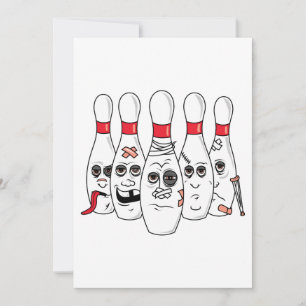 busted up injured bowling pins cartoon