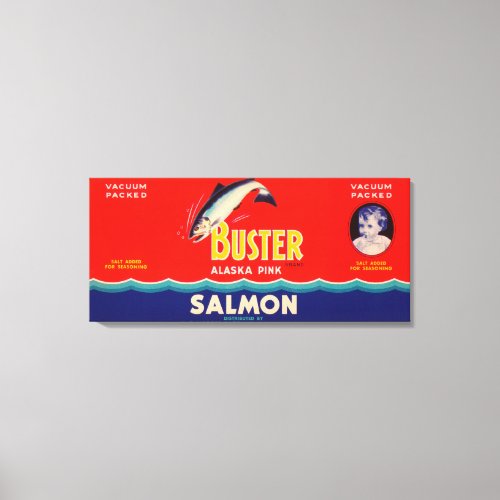 Buster Brand Salmon Label_ Seattle WA Canvas Print