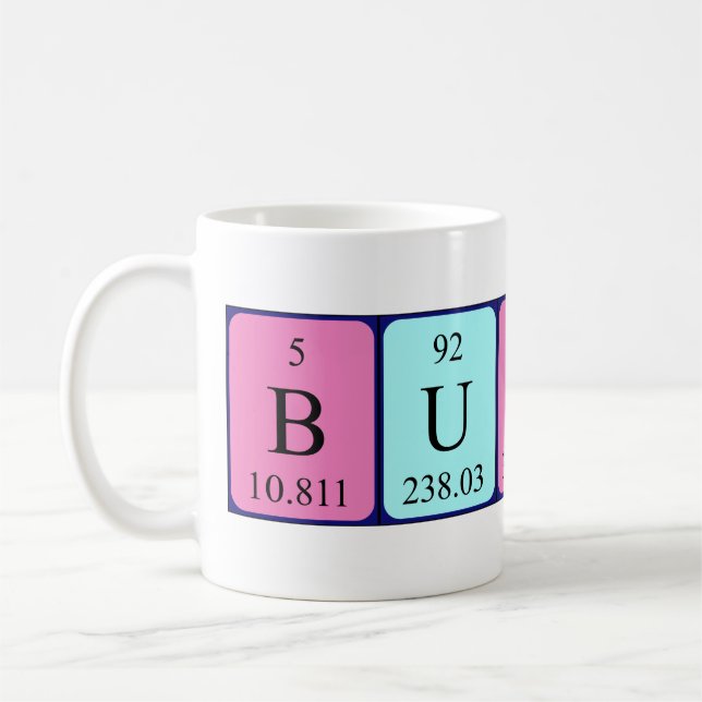 Buster periodic table name mug (Left)