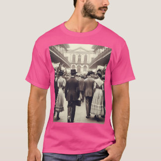 Bustling 1920S Cali Ai Artwork Vintage Black And T-Shirt