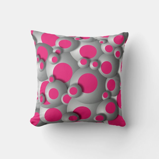 Bustling Bubbles Hot Pink Throw Pillow (Front)