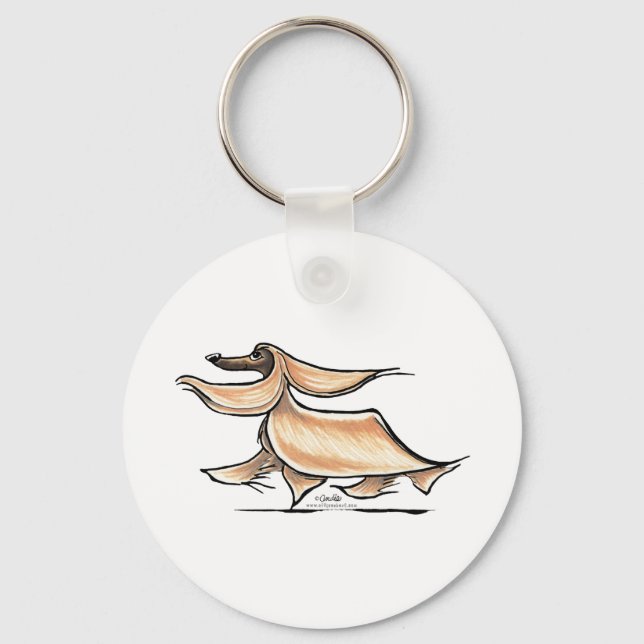 Busy Afghan Hound Keychain (Front)