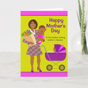 Busy African American Mom's Day Card
