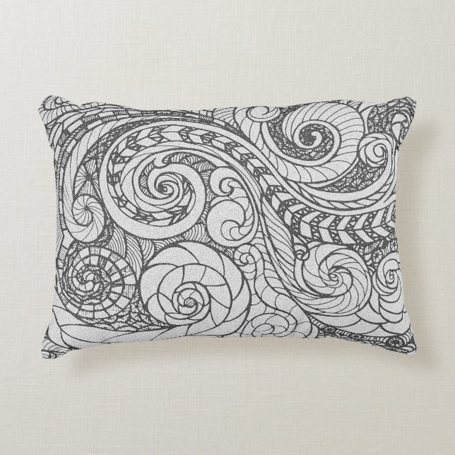 Busy Art Doodle Design Accent Pillow (Front)