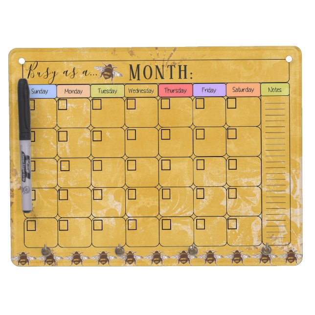 Busy As A Bee Calendar Whiteboard (Front)