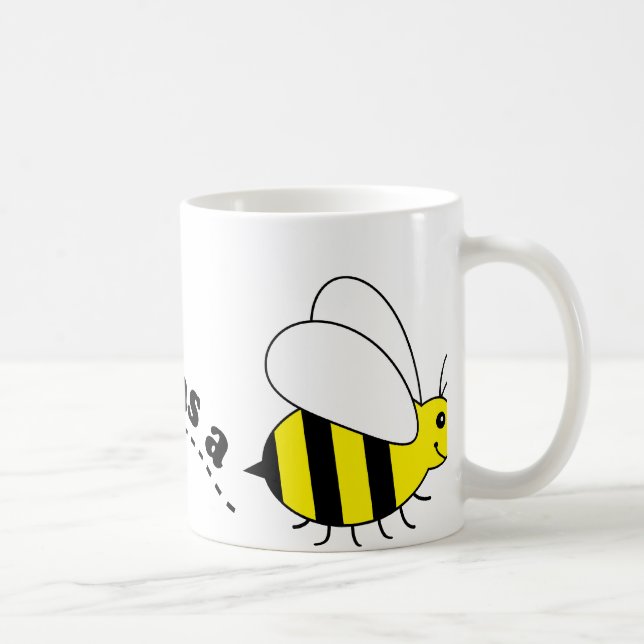 Busy as a Bee Happy Bees and Flowers Cartoon Coffee Mug (Right)
