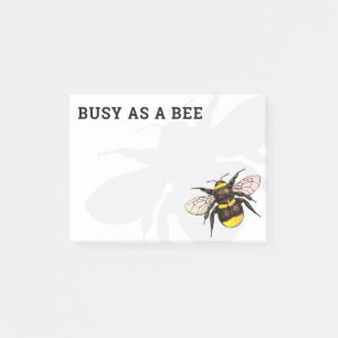 Busy as a Bee Realistic Bumblebee Drawing Post-it Notes