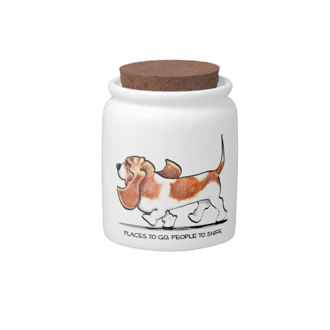 Busy Basset Hound Candy Jar (Front)