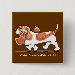 Busy Basset Hound Pinback Button