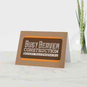Busy Beaver Construction White Gfx Brown Orange Holiday Card