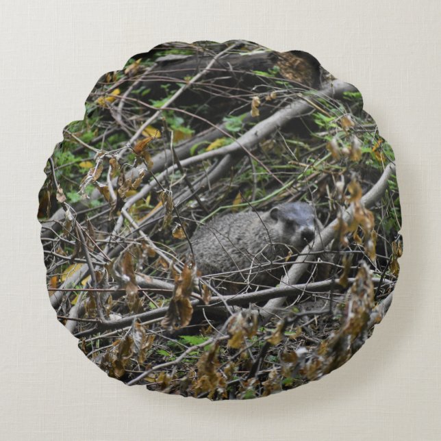 Busy Beaver Round Pillow (Front)