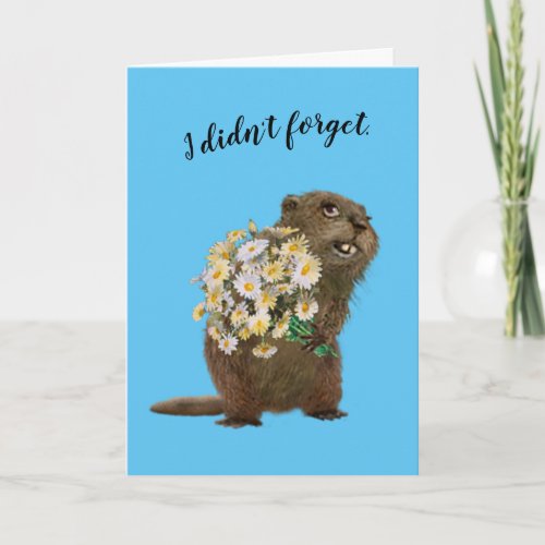 Busy Beaver with Flower Bouquets Card