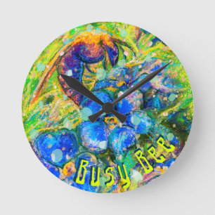 Busy Bee: A Bee & Forget-me-not Flowers Round Clock