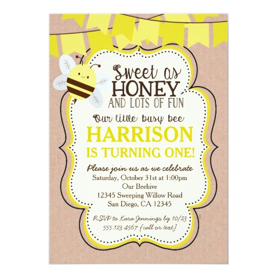 Busy Bee Birthday Invitation For Boy Or Girl Zazzle Com