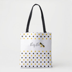 Busy Bee, Black and Yellow Dots Shoulder Tote